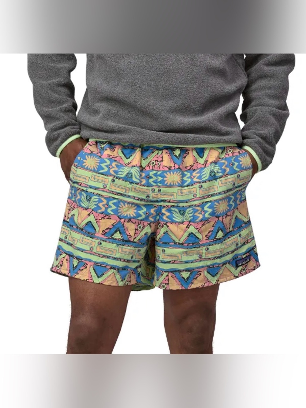 Patagonia Men's Patterned Shorts in Blue, Green, Pink